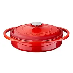 Кастрюля низкая с крышкой, 3,8 л, d 28 см, чугун, цвет красный