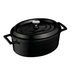 Кастрюля овальная 7,06л, 25x31 см, чугун, цвет черный