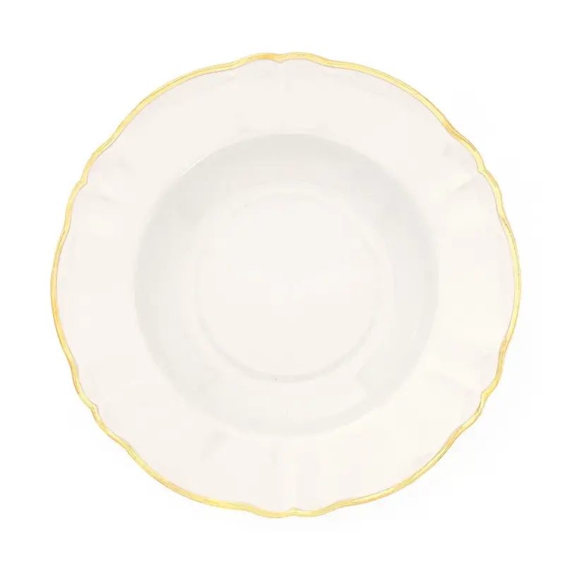 Тарелка глубокая 26,5 см, цвет молочный, с золотым ободком, PARISIENNE