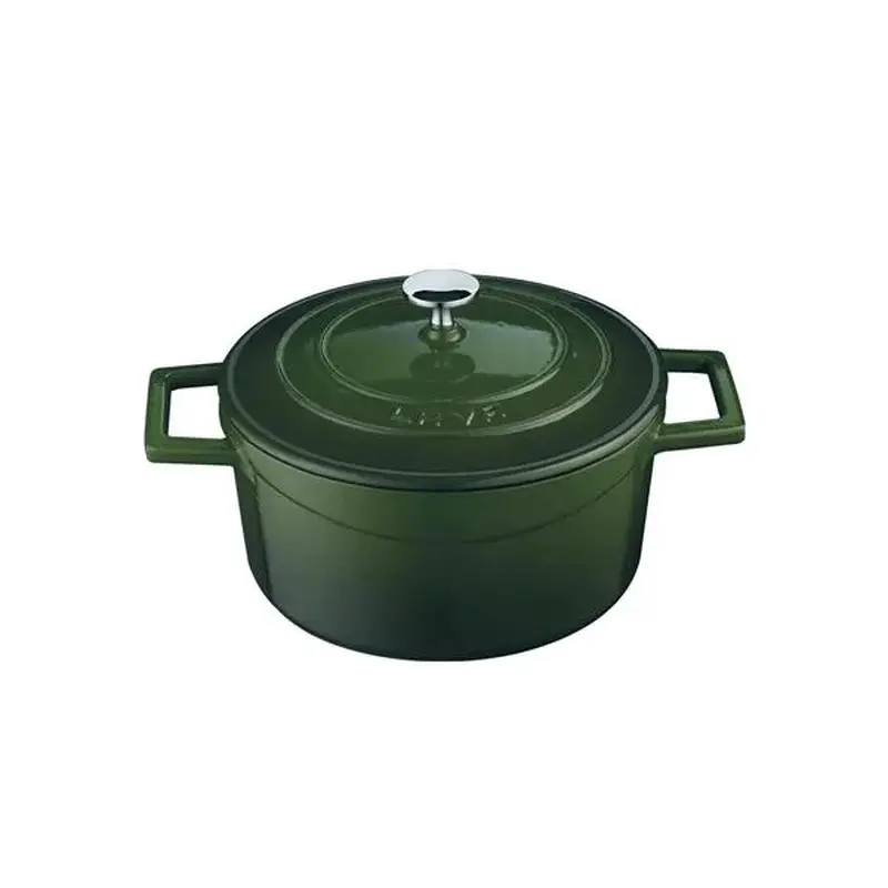 Кастрюля круглая 2,82л, d 20см, H 11,5 см, чугун, цвет зеленый