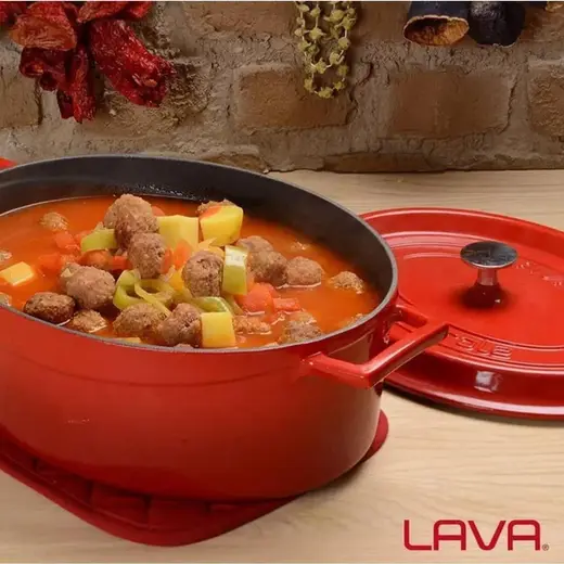 Кастрюля 3,19 л, овальная 25x20см, h 11 см, с крышкой, чугун, цвет оранжевый