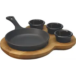 Сковорода порц. d=16 см. h=3 см. 0,39 л. чугун. на дерев. подставке LAVA /1/