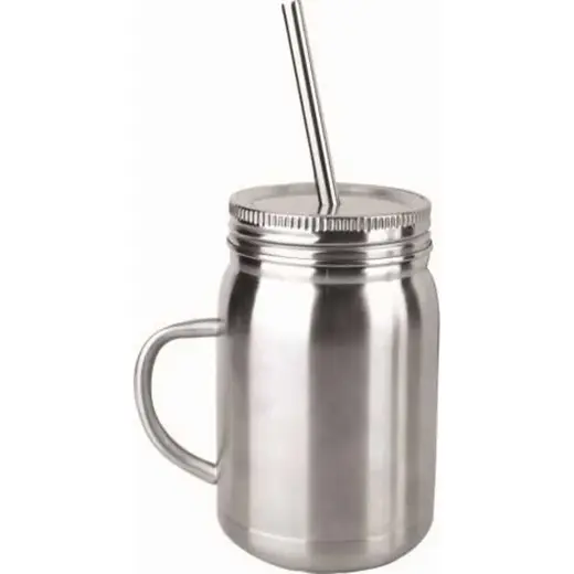 Кружка для коктейля 650 мл с трубочкой нерж. P.L. - Kingtex