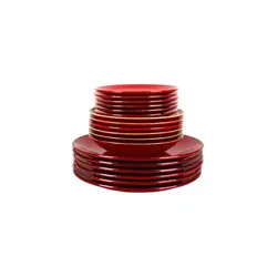 Сервиз столовый, 18 предметов Porland Seasons (6 обеденных тарелок 28 см; 6 десертных тарелок 18 см; 6 глубоких тарелок 500 мл, 21 см ) красный