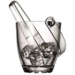 Ведро для льда 0,9 л. стекло d=13 см., с пластик. щипцами Сильвана /6/288/