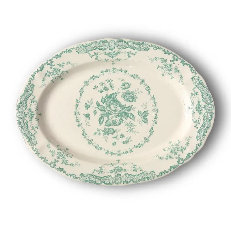 Блюдо овальное L 30,5 см, цвет декора бирюзовый