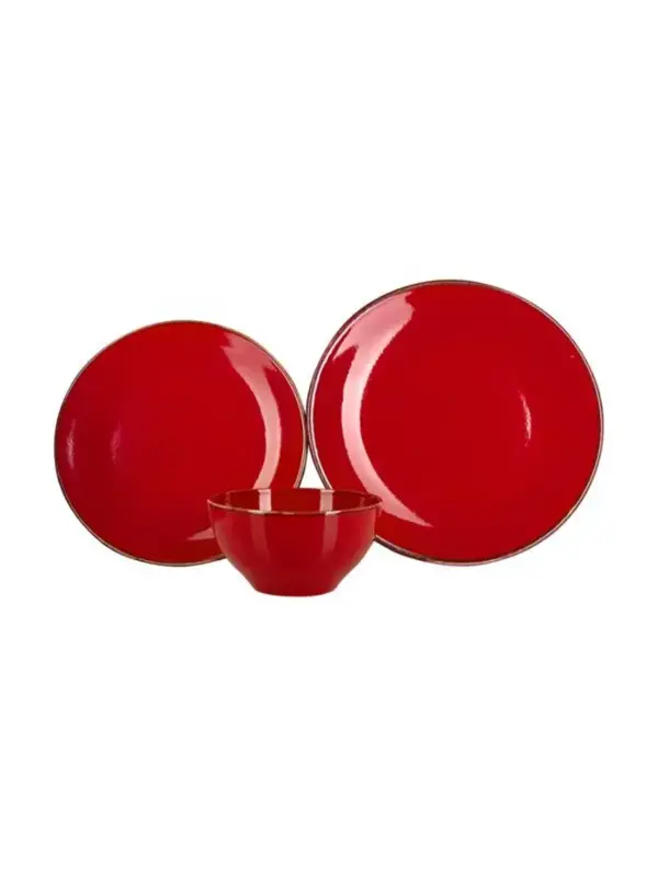 Набор обеденный 3 предмета Porland Seasons (1 тарелка обеденная 28 см, 1 тарелка обеденная 24 см, 1 миска 14 см 500 мл) красный