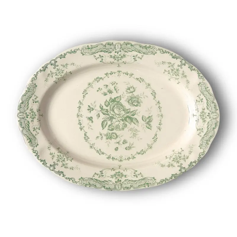 Блюдо овальное L 30,5 см, цвет декора "шалфей"