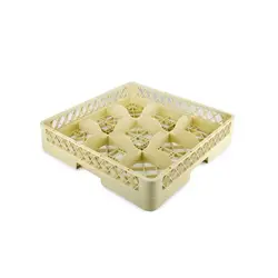 Кассета для бокалов 500*510*100 мм. 9 ячеек 155*155*90 мм. бежевая п/п Tribeca /1/6/