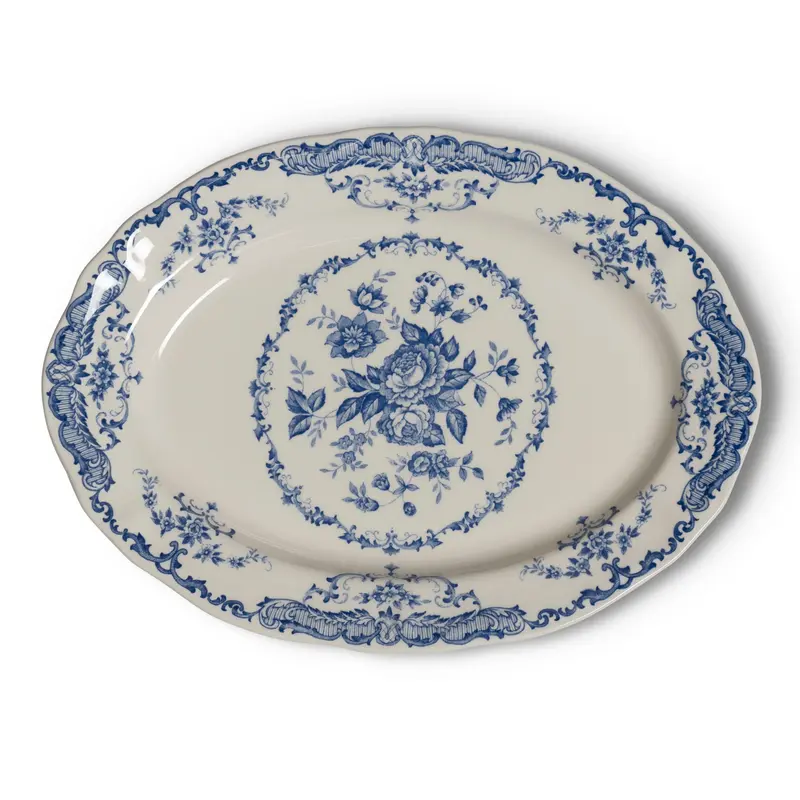 Блюдо овальное L 30,5 см, цвет декора синий