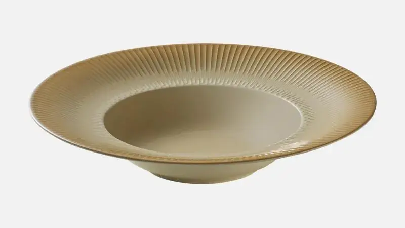 Тарелка глубокая с римом и рельефным бортом 430 мл, d 28 см, h 5,5 см, цвет бежевый, Nature Infused