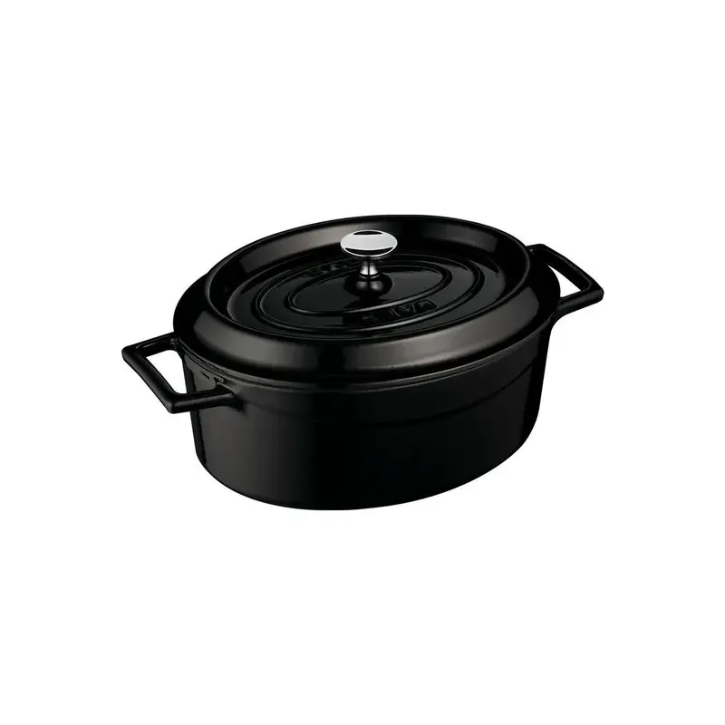 Кастрюля порционная 0,42 л. чугун l=9*12 см. h=6 см, овальн., цвет черный /black "TRENDY" LAVA