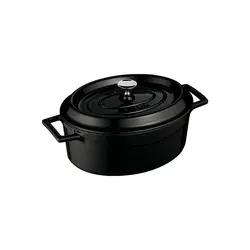 Кастрюля порционная 0,42 л. чугун l=9*12 см. h=6 см, овальн., цвет черный /black "TRENDY" LAVA