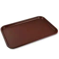 Поднос прорезиненный прямоуг. 36*25 см. коричневый MGprof /1/12/
