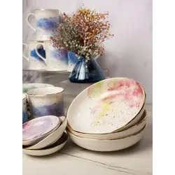 COSMOS MIXED COLOUR Сервиз столовый Porland Seasons 18 предметов на 6 персон (тарелка мелкая 20 см - 6 шт., кружка с ручкой 380 мл - 6 шт., салатник 17 см - 3 шт.,соусник 10 см - 3 шт.)