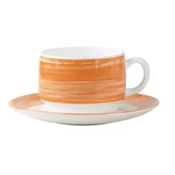 Блюдце, ARC International, Brush, оранжевый край, (чашка 37300), d 140 мм