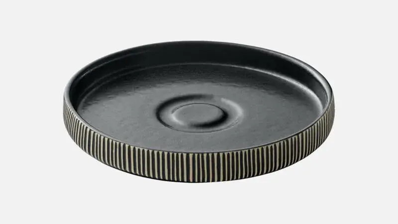 Блюдце с вертикальным бортом (с рельефом) d 15 см, h 2,5 см, цвет черно-белый, Nara