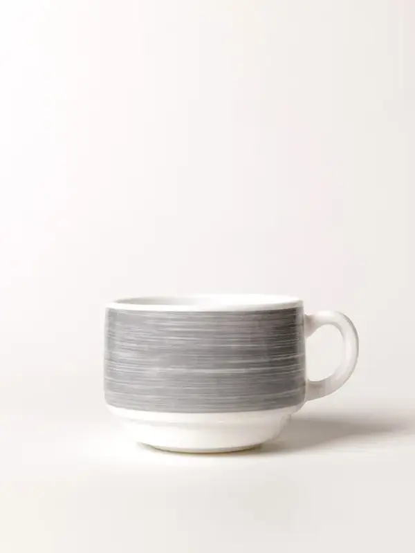 Чашка чайная, ARC International, Brush, серый край штабелир., (блюдце 53486), 190 мл, d 76 мм, h 57 мм