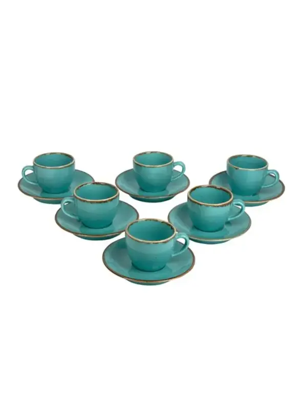 Набор кофейных пар Porland Seasons 80 мл (12 предметов), бирюзовый