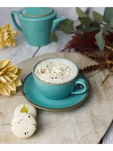 Чайный сервиз Porland Seasons, бирюзовый, на 2 персоны (Кружка 340 мл - 2 шт; Блюдце 16 см - 2 шт; Чайник 500 мл - 1 шт)