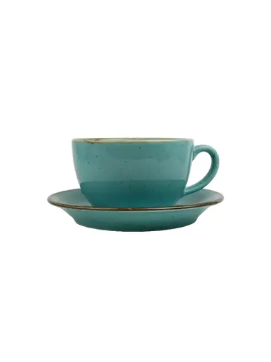 Чайный сервиз Porland Seasons, бирюзовый, на 2 персоны (Кружка 340 мл - 2 шт; Блюдце 16 см - 2 шт; Чайник 500 мл - 1 шт)