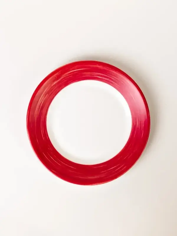 Тарелка, ARC International, Brush Cherry, вишневый край, d 155 мм