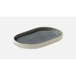 Блюдо овальное с вертикальным бортом (с рельефом) 30x20 см, h 2,4 см, цвет серый, Nara