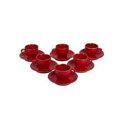 Набор кофейных пар Porland Seasons 80 мл (12 предметов), красный