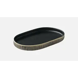 Блюдо овальное с вертикальным бортом (с рельефом) 18x11 см, h 2 см, цвет черно-белый, Nara