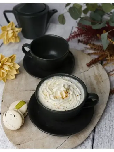 Чайный сервиз Porland Seasons  черный, на 2 персоны (Кружка 340 мл - 2 шт; Блюдце 16 см - 2 шт; Чайник 500 мл - 1 шт)