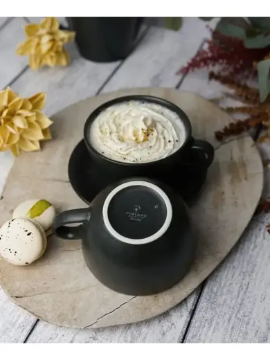 Чайный сервиз Porland Seasons  черный, на 2 персоны (Кружка 340 мл - 2 шт; Блюдце 16 см - 2 шт; Чайник 500 мл - 1 шт)