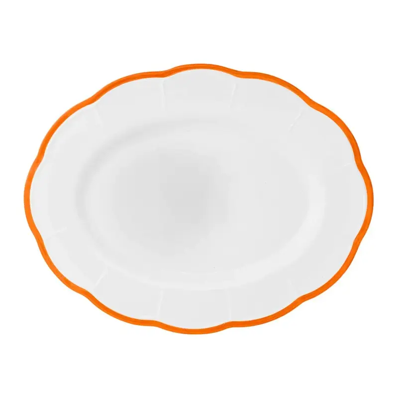Блюдо овальное, с цветным кантом (оранжевый) Ø 36 см