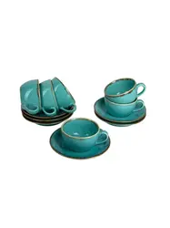 Набор чайных пар Porland Seasons 250 мл (12 предметов), бирюзовый
