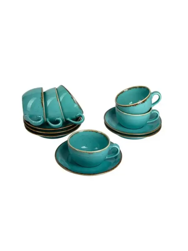 Набор чайных пар Porland Seasons 250 мл (12 предметов), бирюзовый