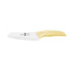 Нож японский Santoku 140/260 мм. с бороздками, желтый I-TECH Icel /1/12/