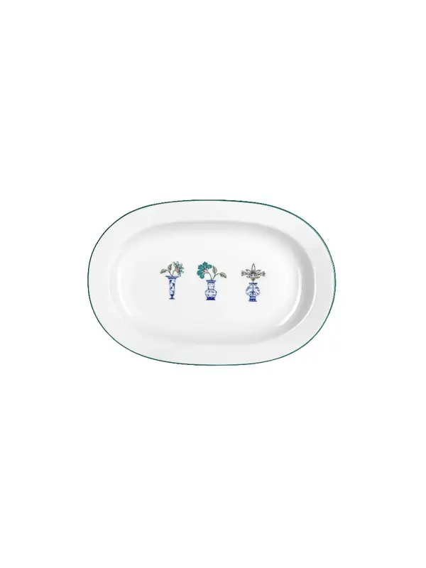 Блюдо овальное Porland Vaso Piccolo DS11 25 см, кант зеленый