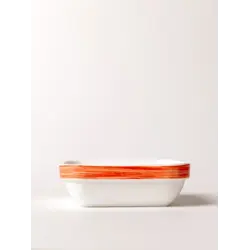 Салатник квадр., ARC International, Brush, оранжевый край, штабелир., 200 мл, 110 * 110 мм, h 37 мм