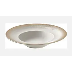 Тарелка глубокая с римом и рельефным бортом 430 мл, d 28 см, h 5,5 см, бежевый декор по внешней кромке, Nature Infused