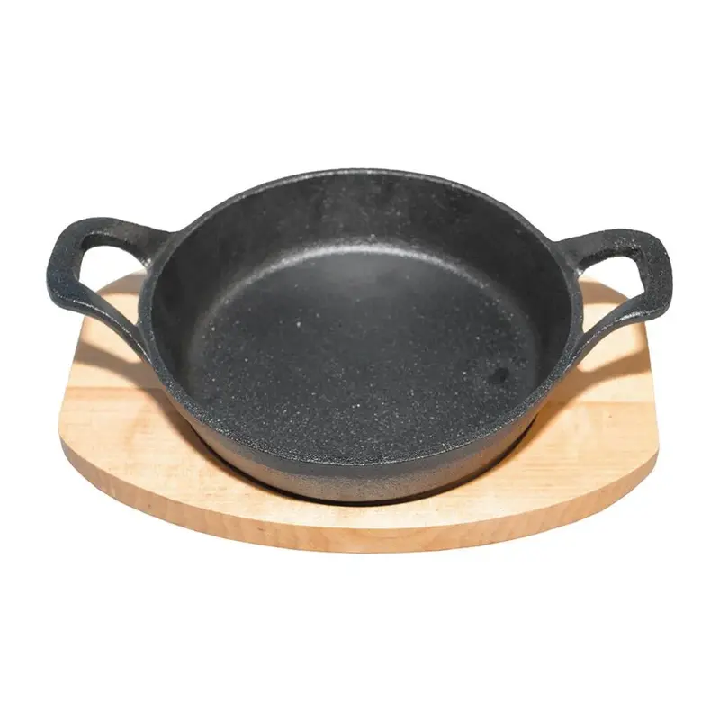 Сковорода для подачи на дерев. подст. 18 см круглая чугун/фанера P.L. Proff Cuisine