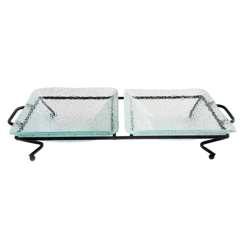 Подставка фуршетная 34*15*6,5 см нерж. + 2 блюда стекло P.L. Proff Cuisine