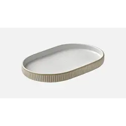 Блюдо овальное с вертикальным бортом (с рельефом) 30x20 см, h 2,4 см, цвет белый, Nara
