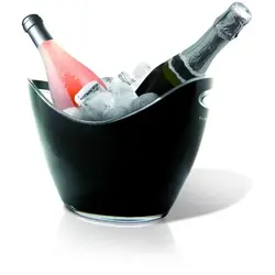 Ведро для шампанского 3 л. пласт. 260*160/160*115 мм. h=200 мм. с ручками для 2-х бутылок, черное VB /1/12/