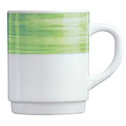 Кружка, ARC International, Brush, зеленый край, штабелир., 250 мл, d 70 мм, h 88 мм