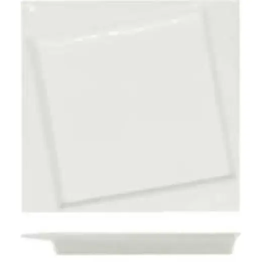 Тарелка 20,8*20,8 см квадратная смещенное дно белая фарфорP.L. Proff Cuisine [1]