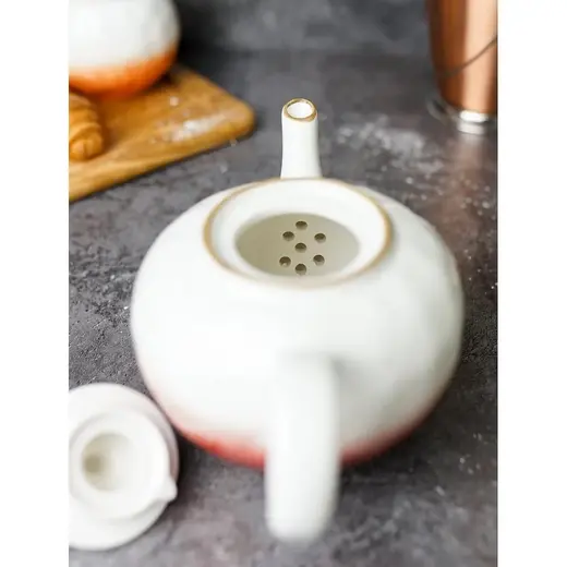 Чайник 600 мл h9 см красный фарфор "The Sun Eco" P.L. Proff Cuisine [1]