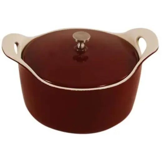 Кастрюля для подачи 14 см h7 см 700 мл круглая с крышкой эмаль чугун. P.L. Proff Cuisine