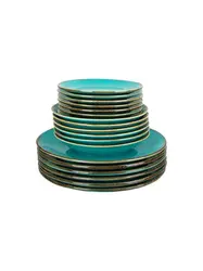 Сервиз столовый, 18 предметов Porland Seasons ( 6 обеденных тарелок 28 см; 6 десертных тарелок 18 см; 6 глубоких тарелок 500 мл, 21 см ) бирюзовый