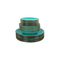 Сервиз столовый, 18 предметов Porland Seasons ( 6 обеденных тарелок 28 см; 6 десертных тарелок 18 см; 6 глубоких тарелок 500 мл, 21 см ) бирюзовый