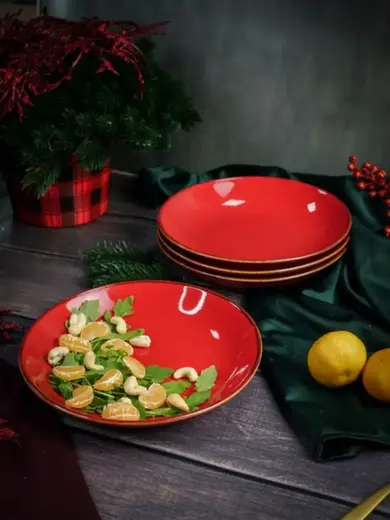 Набор глубоких тарелок Porland Seasons 21 см (4 предмета), 500 мл, красный