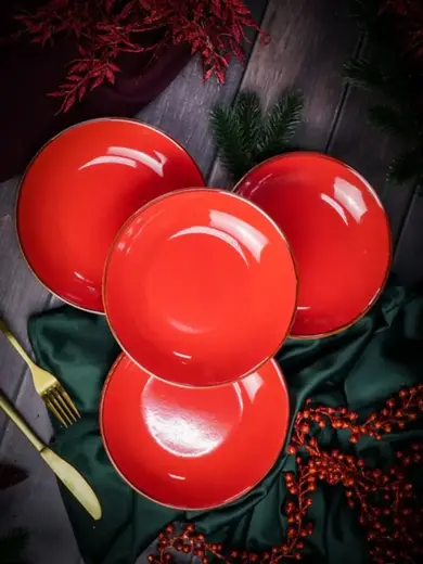 Набор глубоких тарелок Porland Seasons 21 см (4 предмета), 500 мл, красный